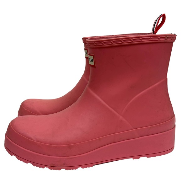Hunter Barbie Pink Platform Chunky Pull On Rain Boots 10 - Picture 1 of 6